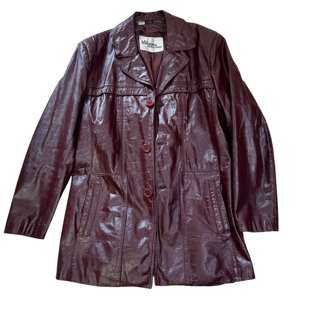 Vintage 70s Maroon Ox blood Leather Jacket 1970s Blazer Sport Coat Men Sz 40